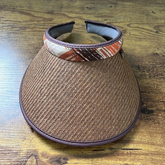 Lauf Brown & Orange Striped Straw Visor - Picture 3 of 9